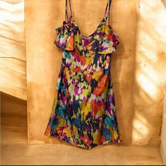 Glam Colorful Ruffle Mini Dress - Picture 2 of 3